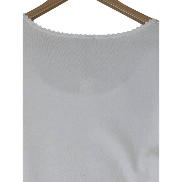NWT Talbots White Scoop Neck Short Sleeve Top Large Pull Over Minimalist Stretch - Picture 7 of 16